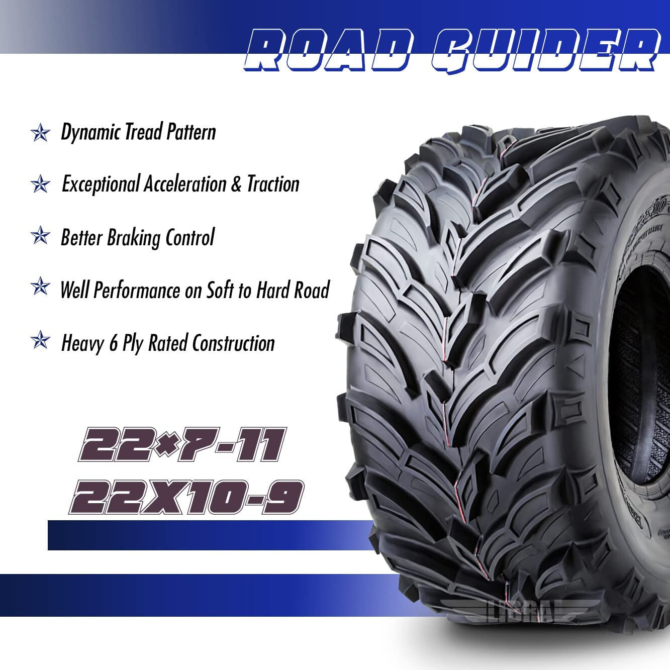 4PC ATV Tires 22x7-11 22x10-9 6PR For Honda Recon 250 Suzuki Ozark 10333/10334