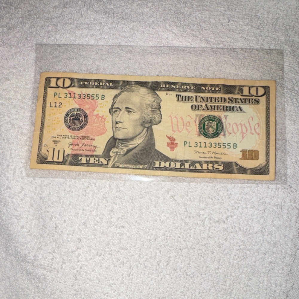 $10 Error Note Federal Reserve Misprint PL31133555B
