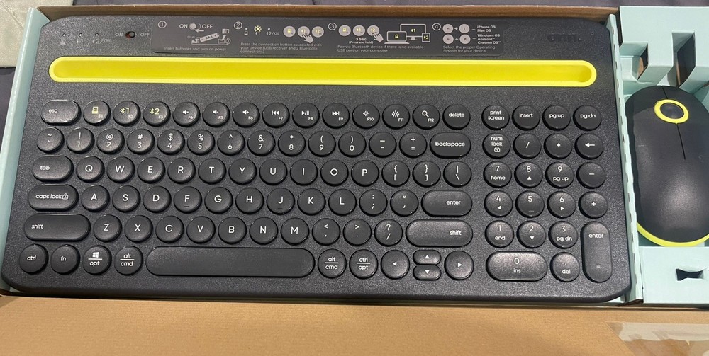 Onn Surf Multi-Device Wireless Full Size Keyboard & 3-Button Mouse w/Dongle