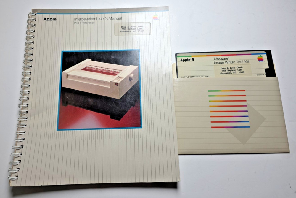 Apple ImageWriter Owner's User Manual Reference with Imagewriter Tool Kit disk