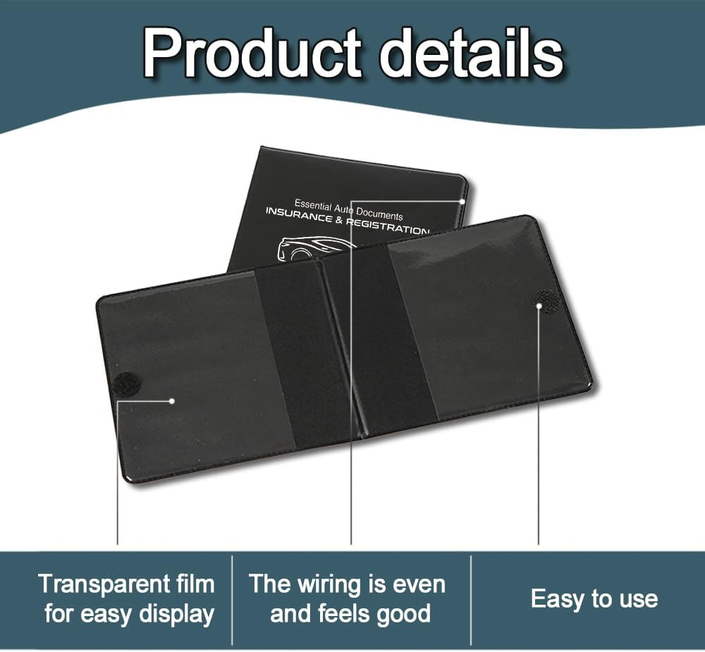 2PCS Car Registration and Insurance Holder, 10.6''×4.8'' Essential Auto Card Glo