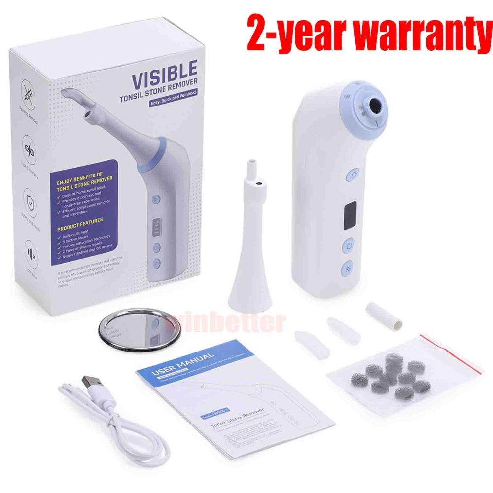 Visible Tonsil Stone Remover Electronic Tonsil Cleaner Kit W/ HD Camera &3 Heads