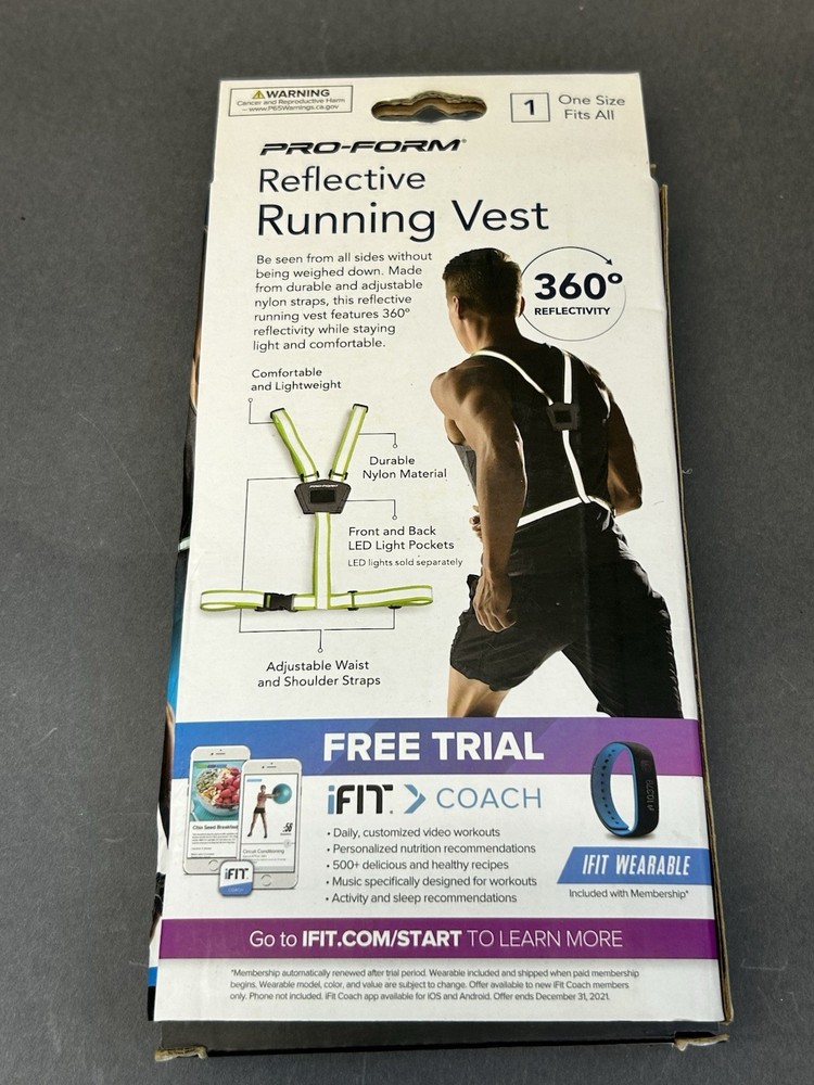 Pro-Form reflective full running vest adjustable one size for all