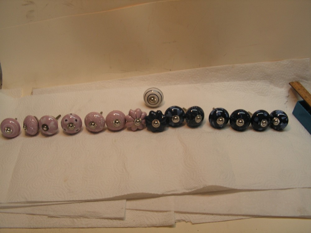 15 Vintage Porcelain Drawer Pull Handle Mostly Flower Floral Cabinet Knobs NICE!