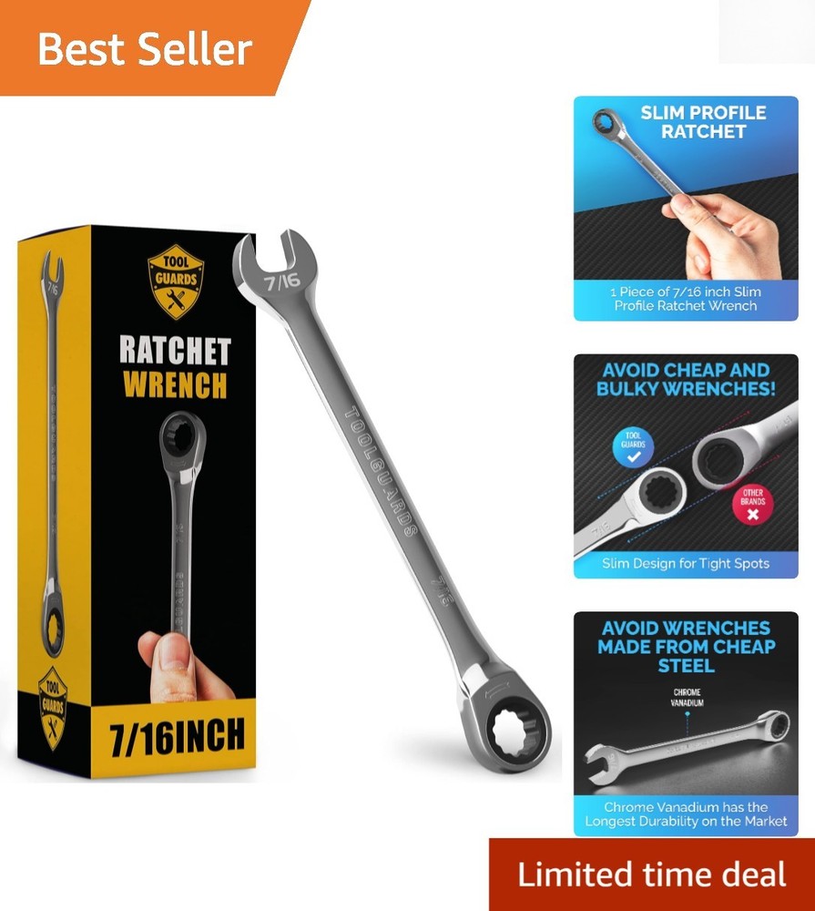 Versatile 7/16" Ratchet Wrench - Robust Chrome Vanadium, Lifetime Satisfaction