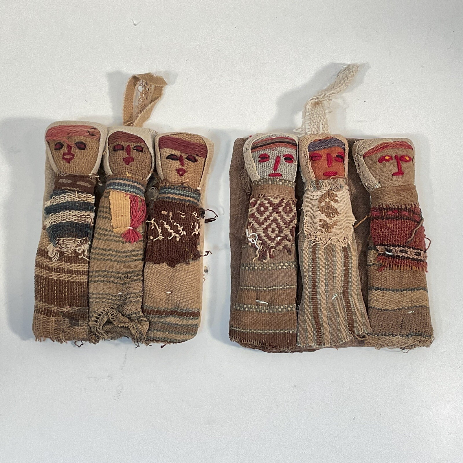 Vintage Peruvian Chancay Burial Cloth Textile Dolls Folk Art Circa 1950 -1960's