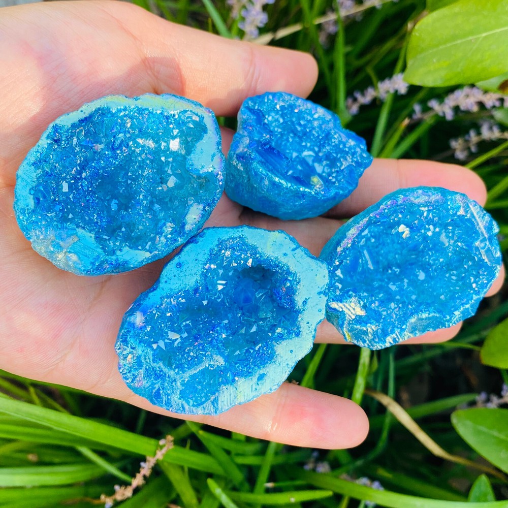 Titanium Agate geode Quartz cluster Crystal piont specimen Healing 1pc