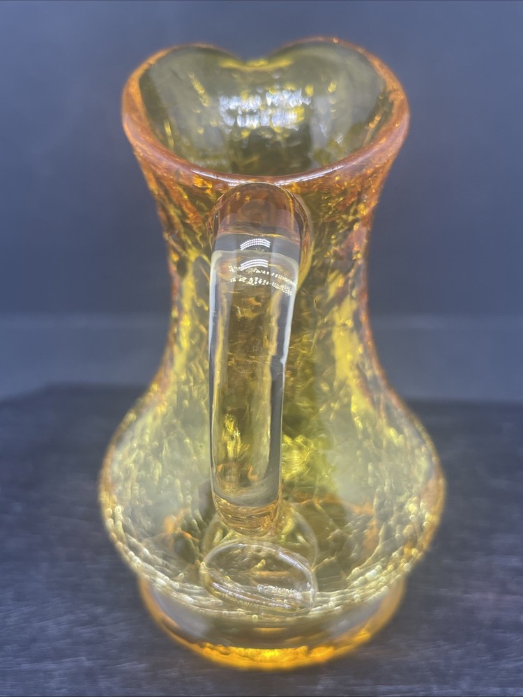 Crackle Golden Amber Pitcher 3.5”