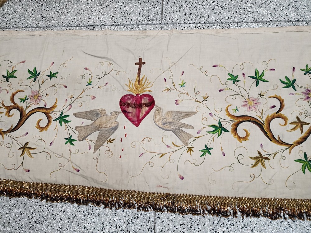 Antique Hand Embroidered Altar Frontal