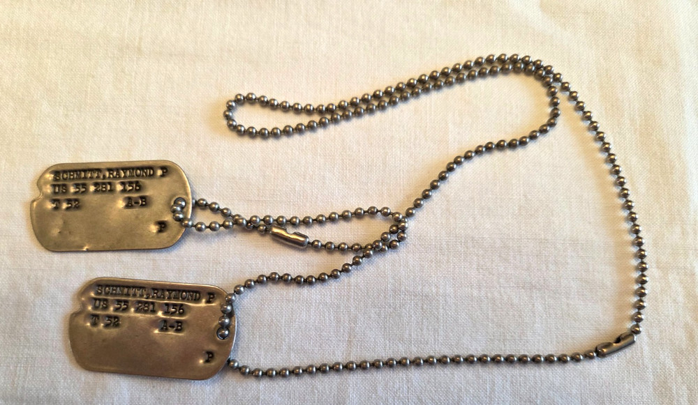 Vtg Military Notched Dog Tags Army Navy Schmitt, Raymond- Pair of 2