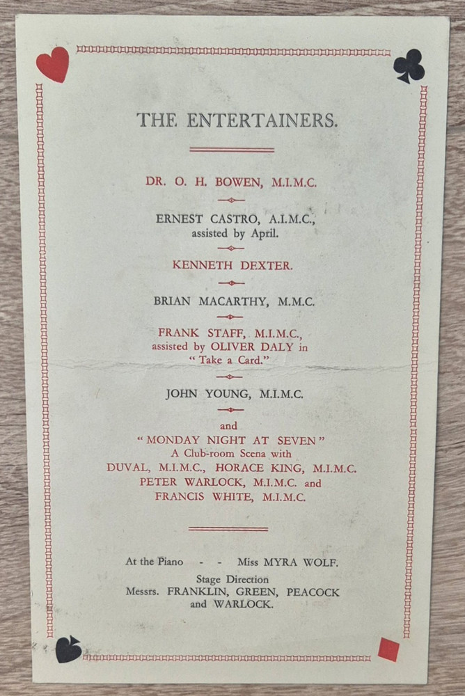 1939 The Magic Circle - Annual Supper, 31st Grand Seance Programme & Flyer