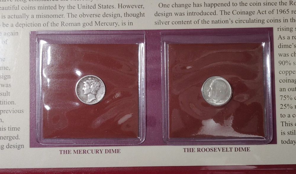 THE US SILVER DIME TYPE SET BRADFORD EXCHANGE US MINT
