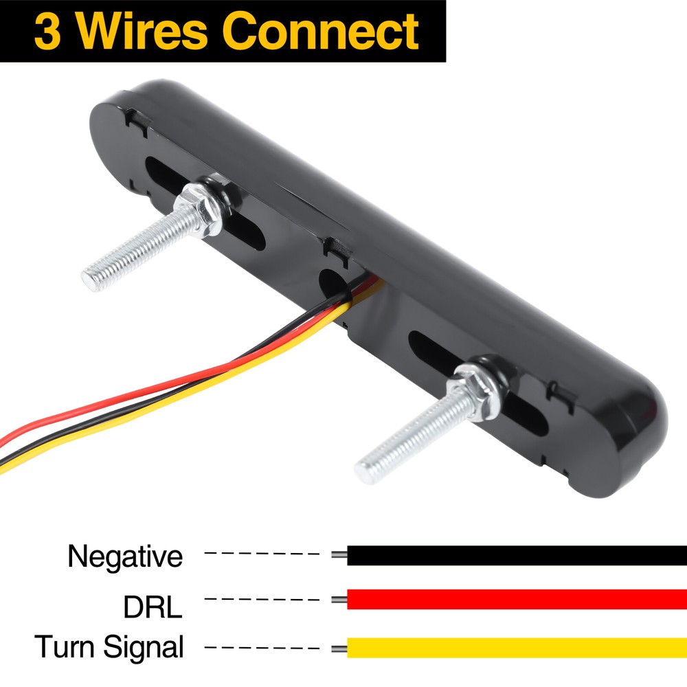 2x Switchback DRL Running Light Strip Amber White Sequential Flow Turn Signal &