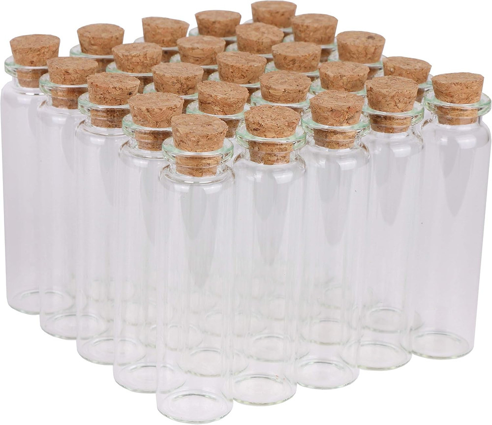 20ml Small Glass Bottles,Tiny Glass Vials,Jars with Cork Stoppers,Message Bottle