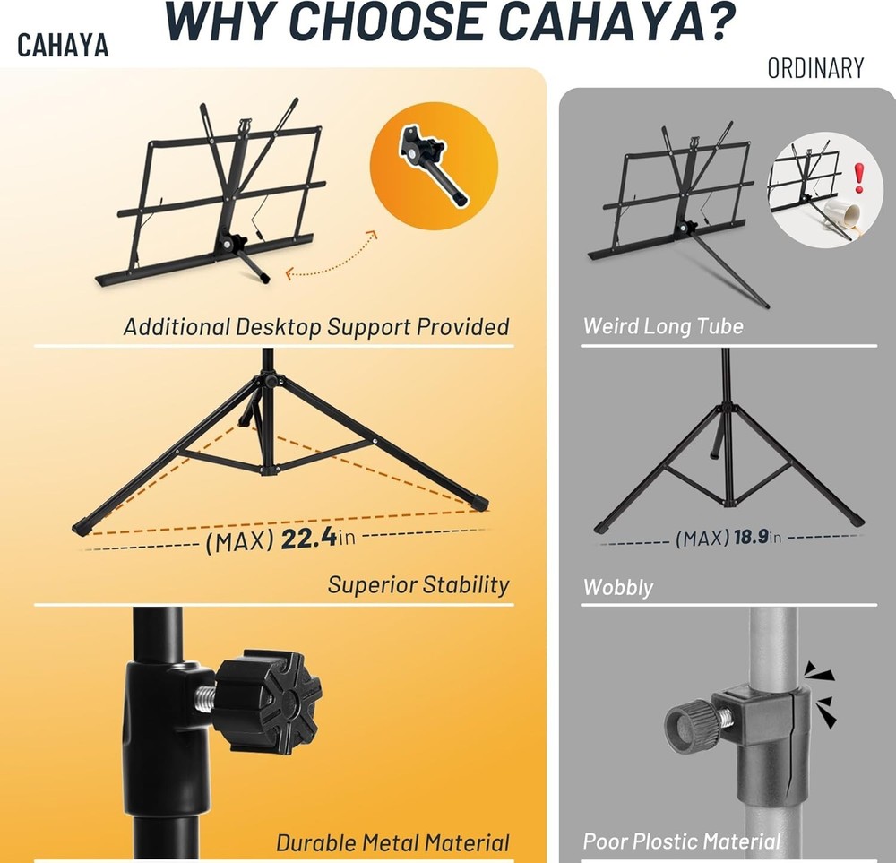 Versatile Folding Music Stand: Desktop & Floor Use - 54.3'' Height Adjustable