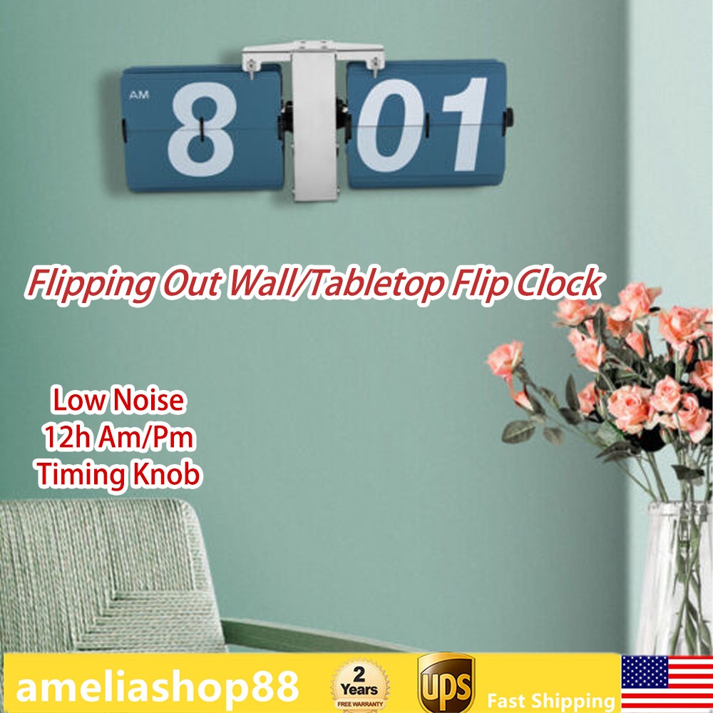 Retro Style Wall & Tabletop Flip Clock - Classic Mechanical - Digital Display