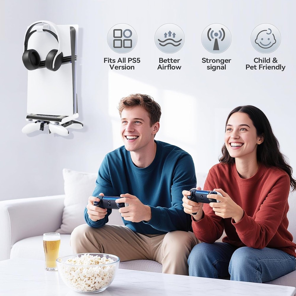 P5 Wall Mount Kit with Controller Holder Compatible with P5/Slim/Pro Disc & D...