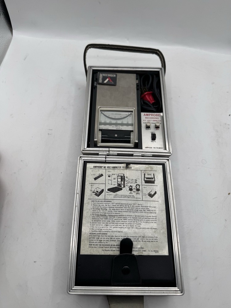 Vintage Amprobe Ac Volt Ammeter Recorder Model AVA87 w/ Case-Untested Powers On