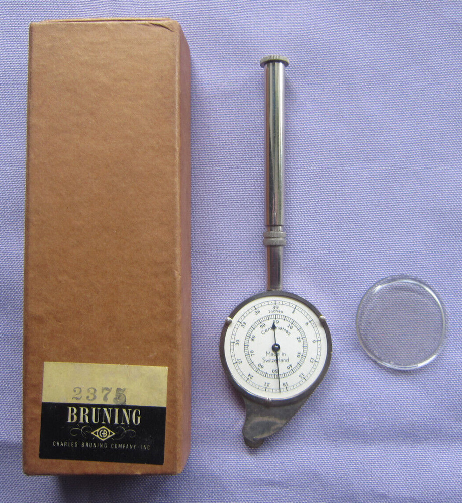 Vtg Charles Bruning Planimeter Swiss Map Drafting Architect Tool & Box 2375