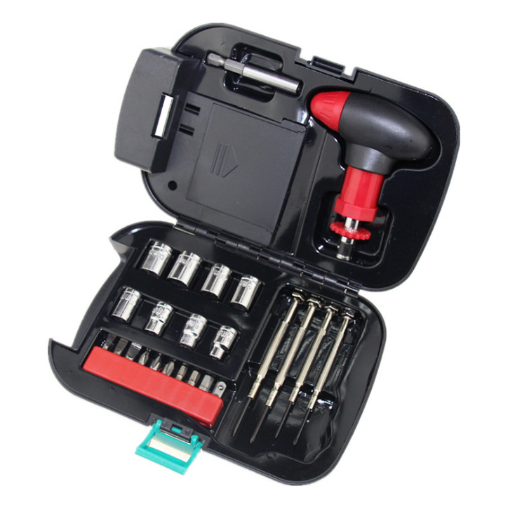 24pcs/set Outdoor Camping Flashlight Tool Set With Light Tool Box Hardware Tool