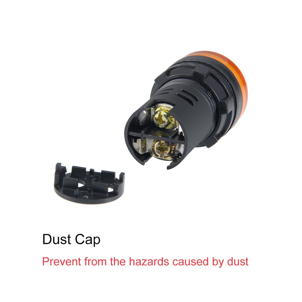 Indicator Lights AC/DC 24V, Yellow LED, Flush Panel Mount 7/8" 22mm, 5Pcs