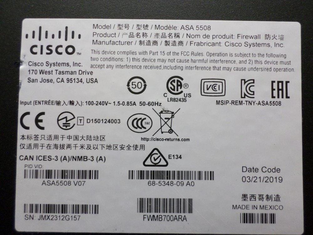 3x CISCO ASA 5508-X Security Appliance w/ SSD