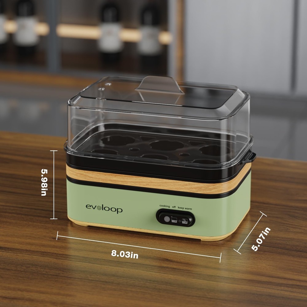Evoloop Rapid Egg Cooker Electric 6 Eggs Capacity, Soft, Medium, Hard Boiled,...