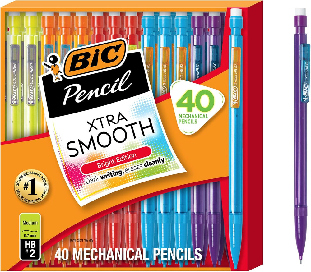 BIC Xtra Smooth Bright Mechanical Pencil, 0.7 Mm Medium Point, Refillable & Retr