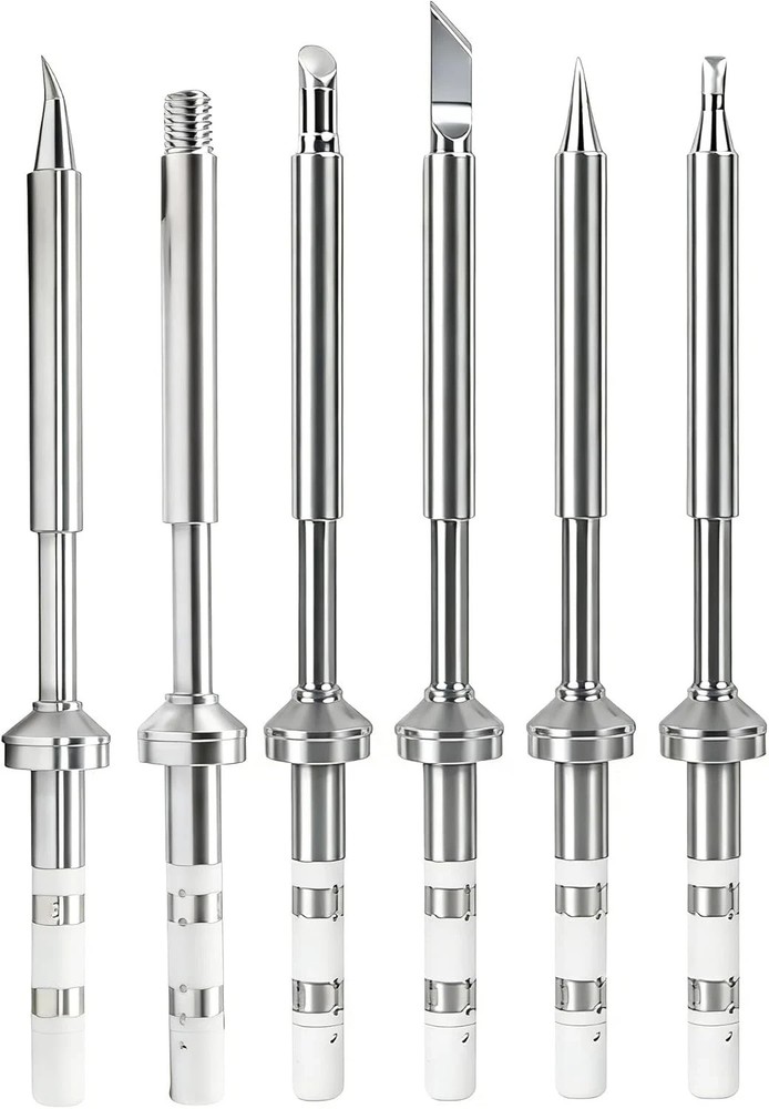 6PCS TS100 Soldering Tips Kit with Threaded Insert Adapter, Compatible with TS10
