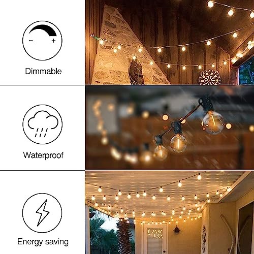 Globe Outdoor String Lights, Shatterproof Patio Lights with 15 29FT Black