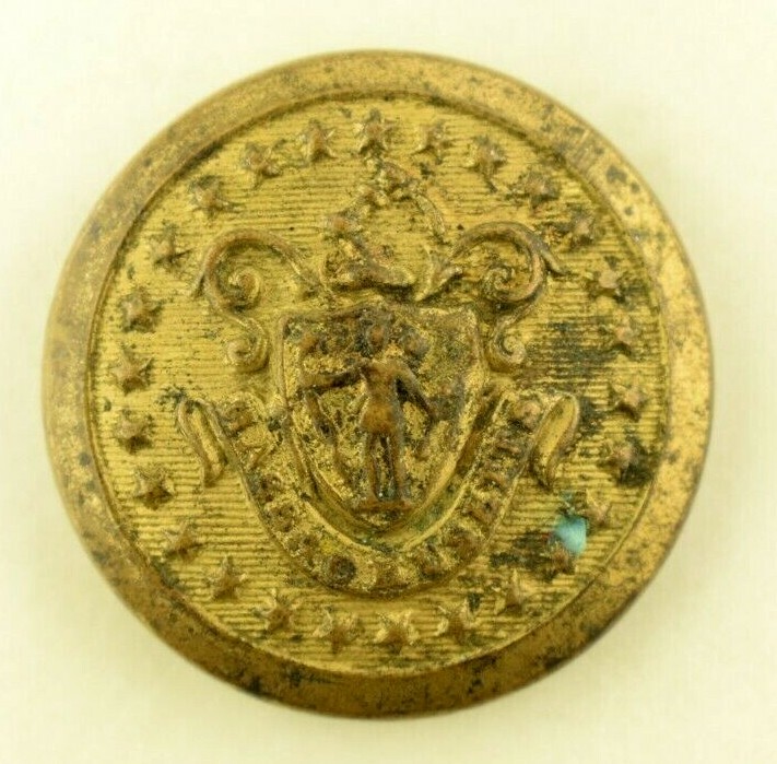 1880s-90s State Of Massachusetts Coat Uniform Button Replacement Original D9