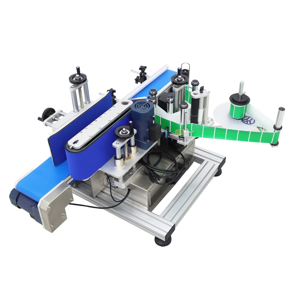 110V Automatic Conveyor Round Bottle Labeling Machine Label Applicator 4-10cm