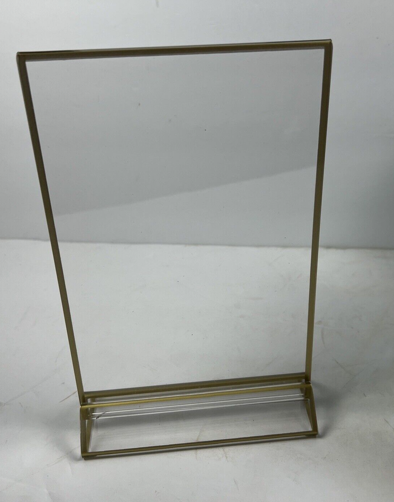 NIB 11 Acrylic Gold 5x7" Frames Sign Holders Table Menu Display Stand 2 Sided