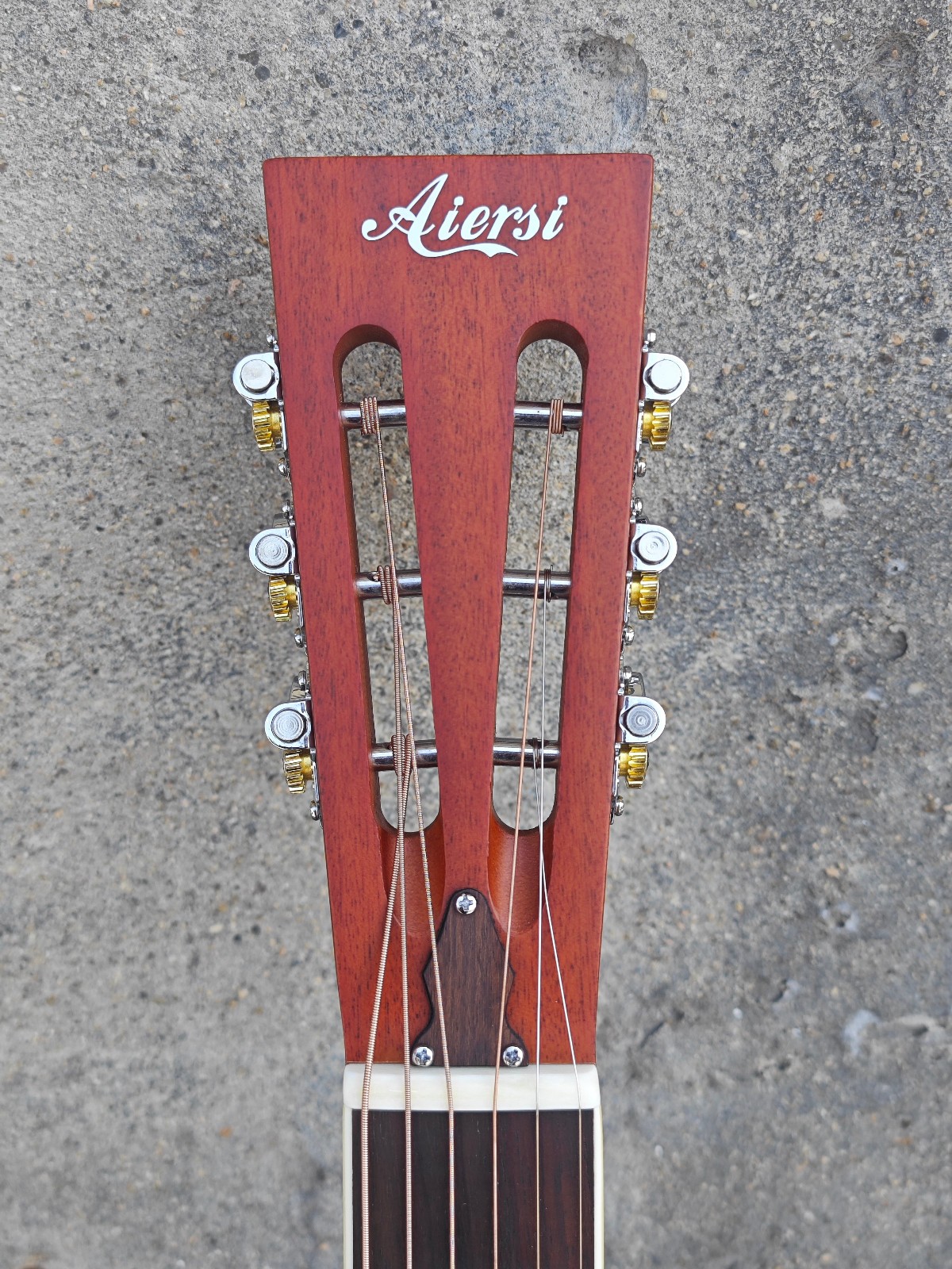 Aiersi Vintage Brass Body Duolian Single Cone Resonator Guitar with Hard Case