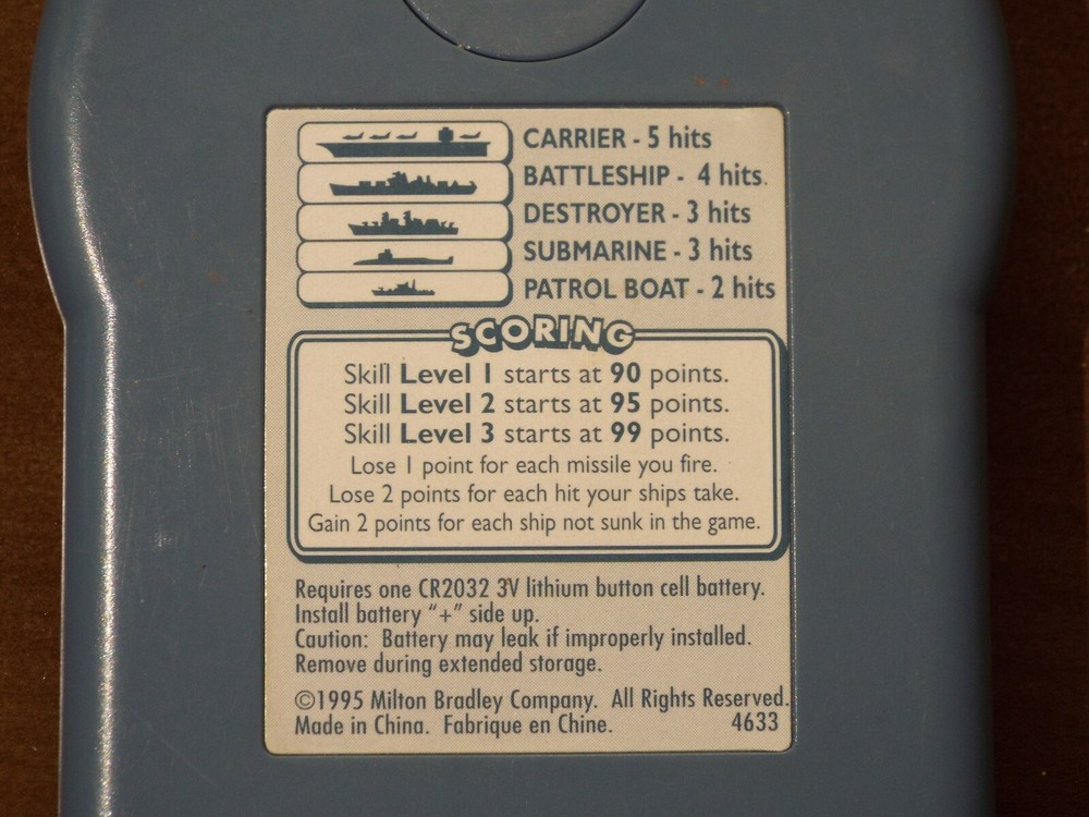 BATTLESHIP hand held game
