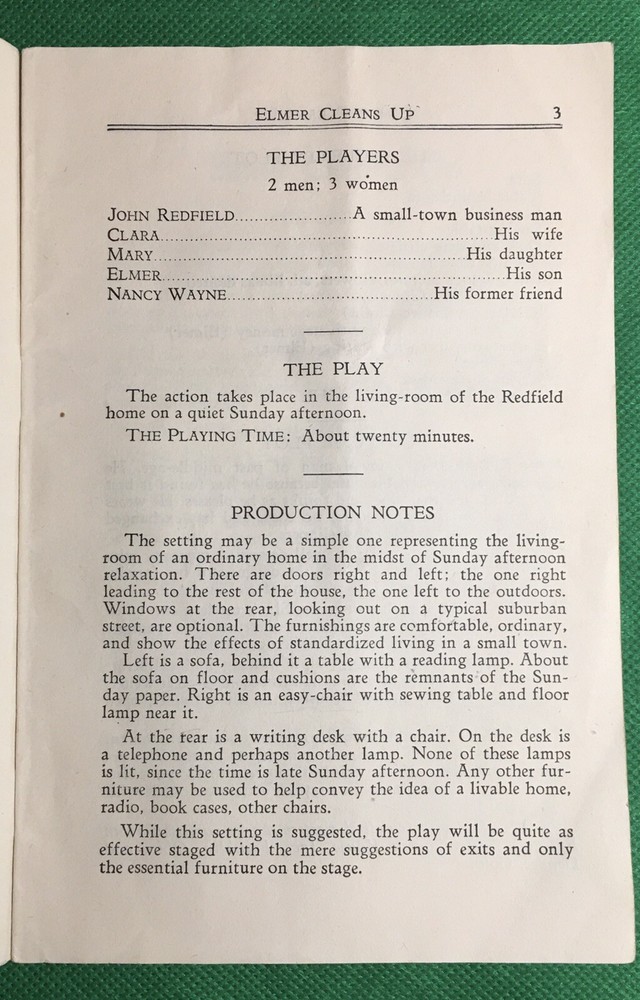 1936 Elmer Cleans Up One-Act Play Script Eldridge Publishing Paul S. McCoy