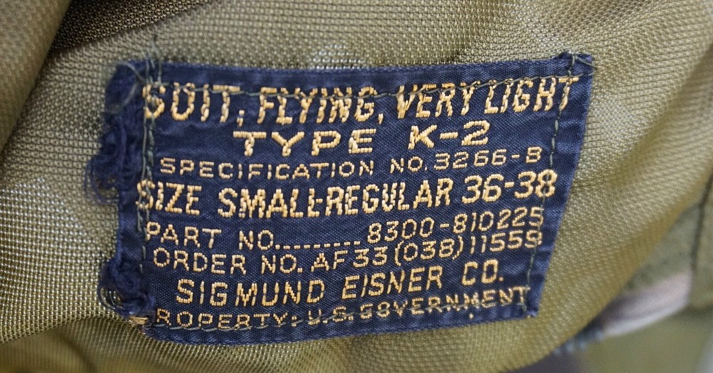 US Flying Suit Type K-2 Mfg Sigmund Eisner, black label, Small Regular (Rack b)