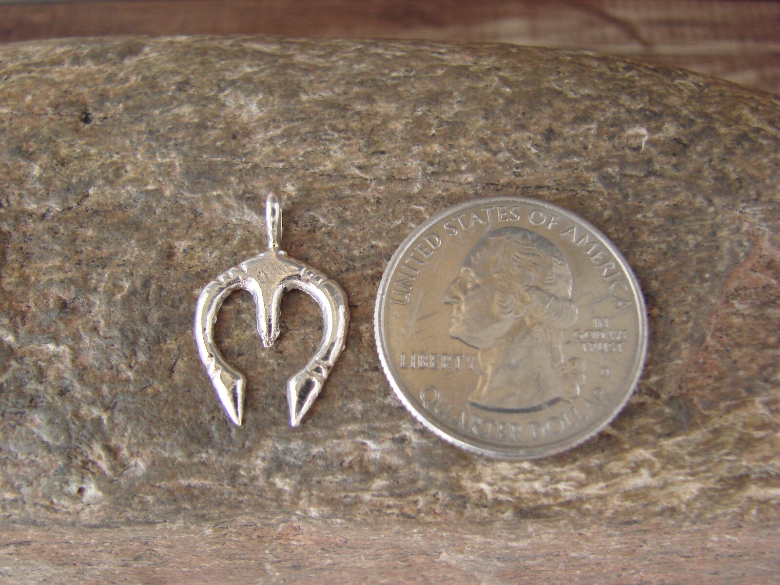 Navajo Indian Cast Sterling Silver Naja Charm Pendant