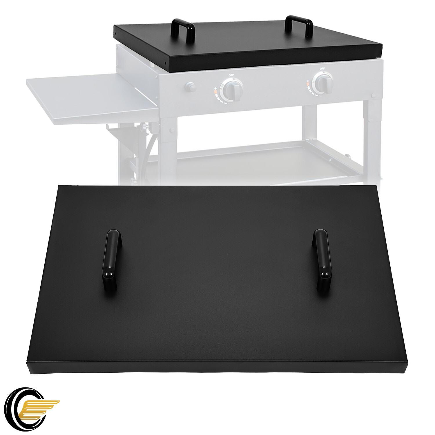 28" Hinged Lid Griddle Cover For Blackstone Griddle w/ Rear Grease Collection