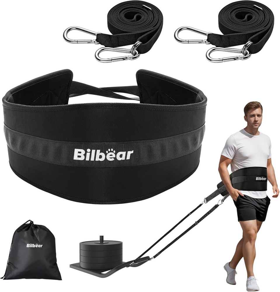 Sled Pulling Belt,Adjustable Sled Training Waist Belt, Belt for Pulling with 2 P
