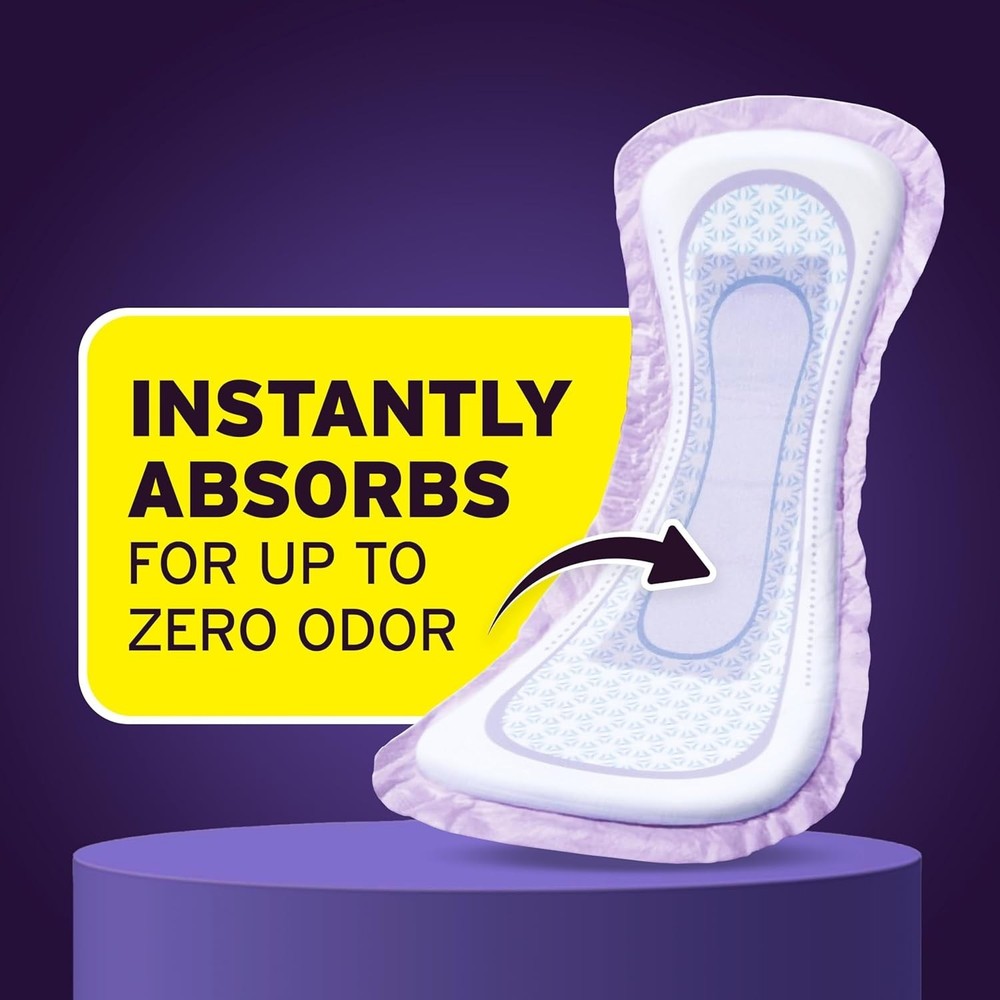 Poise Overnight Incontinence & Postpartum Pads, 8 Drop Extra Coverage, 96 Count