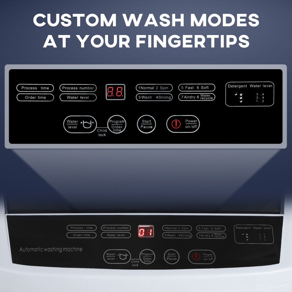 Portable Washer Full Automatic Compact Washing Machine,8 Programs&6 Water Levels