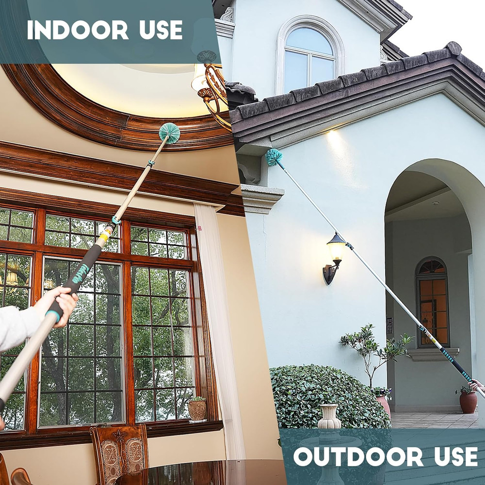 20ft High Reach Cobweb Duster with Telescopic Pole for Easy Cleaning