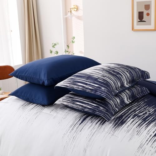 Ombre Blue Comforter Set Size Gradient Boho Bedding Set King Navy Blue White