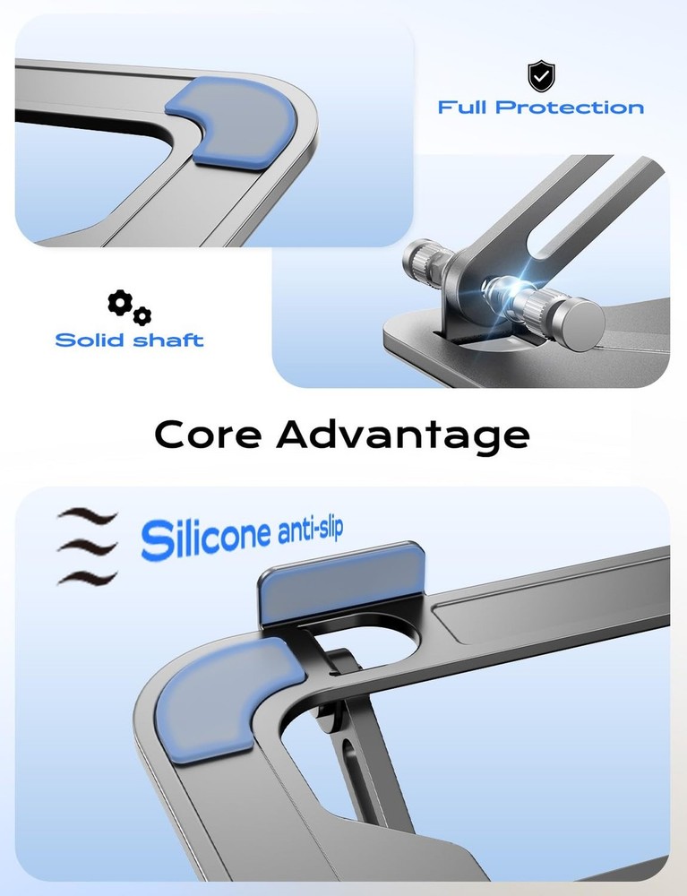 Foldable Laptop Stand for Desk, Adjustable Height Ergonomic Computer Stand, P...