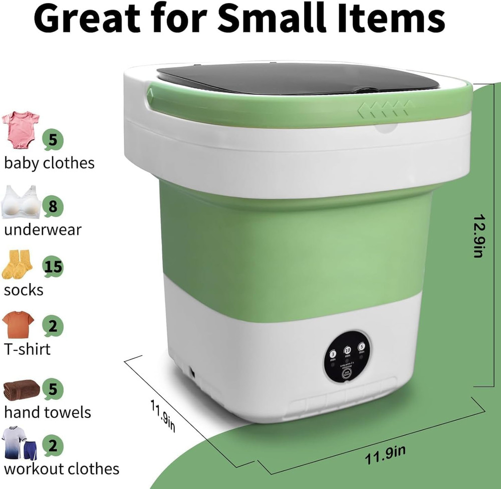 16L Portable Foldable Washing Machine with Spin Basket for Small Clothes