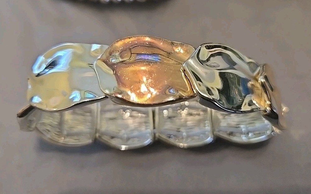 6 Vintage Silver Tone Stretch Bracelets