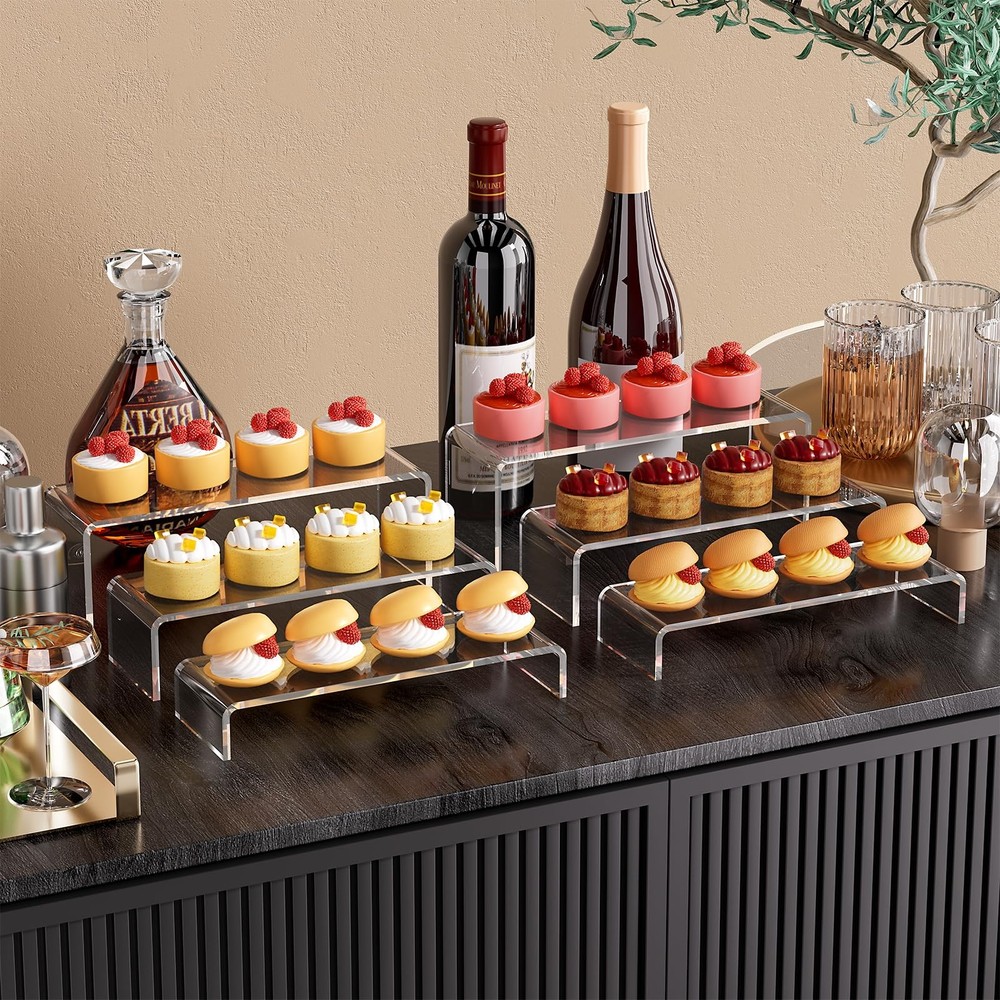 Acina Large Acrylic Display Risers: 6Pcs-12 Clear Rectangular Acrylic Showcas...