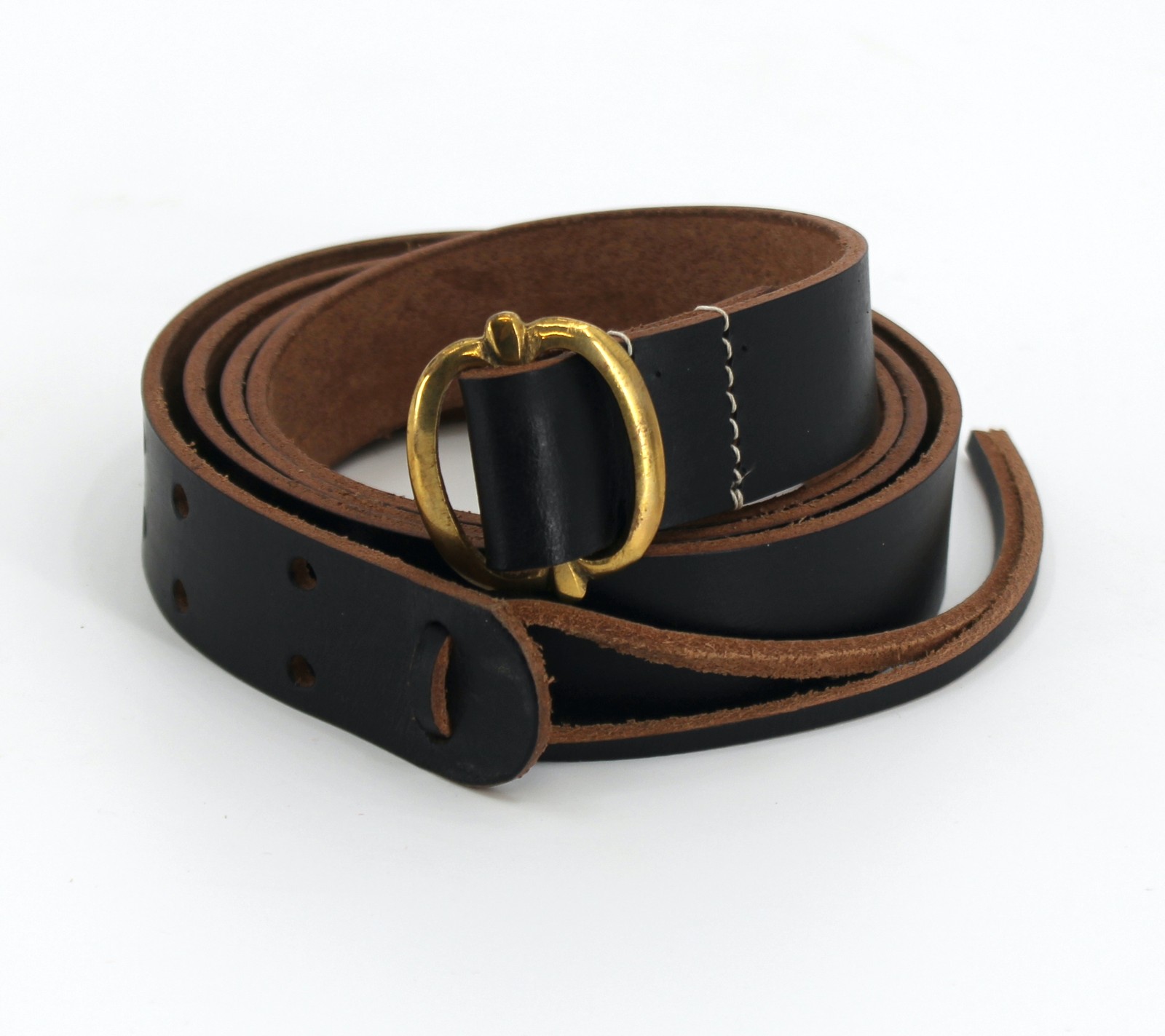 Black Leather Musket Sling with Brass Buckle