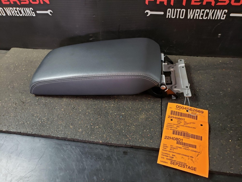 2017 SUBARU LEGACY FRONT CENTER FLOOR CONSOLE ARMREST BLACK TRIM CODE SBC20